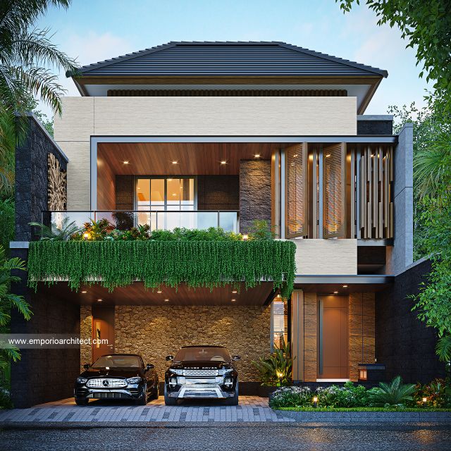 Desain Tampak Depan Rumah Modern 2 Lantai Bapak KKJ di Denpasar, Bali