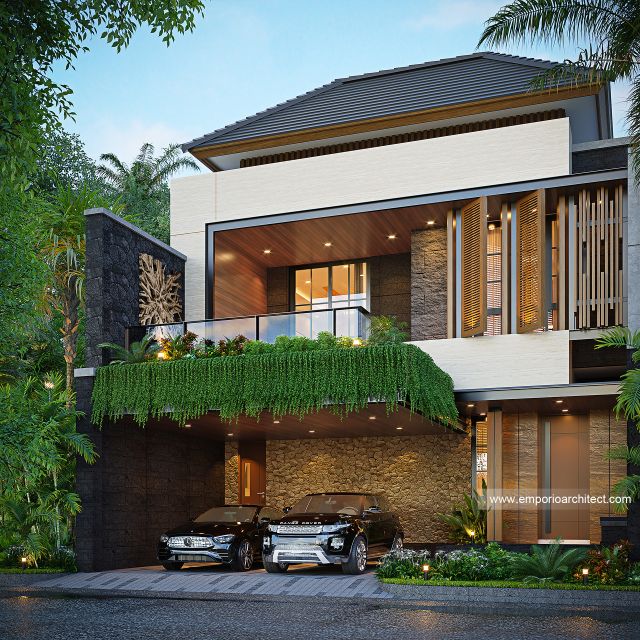 Desain Tampak Depan 2 Rumah Modern 2 Lantai Bapak KKJ di Denpasar, Bali