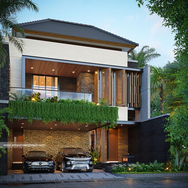 Desain Tampak Depan 3 Rumah Modern 2 Lantai Bapak KKJ di Denpasar, Bali