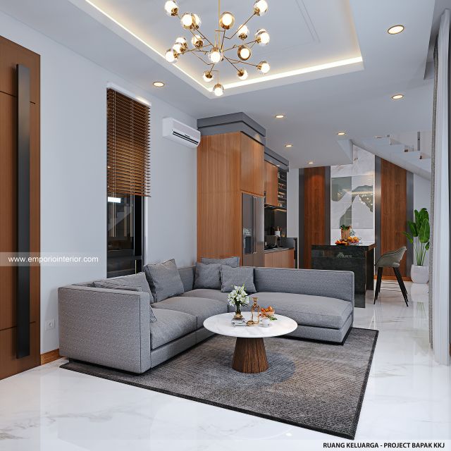 Desain Ruang Keluarga Rumah Modern 2 Lantai Bapak KKJ di Denpasar, Bali