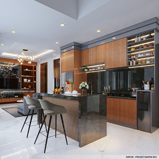 Desain Dapur Rumah Modern 2 Lantai Bapak KKJ di Denpasar, Bali