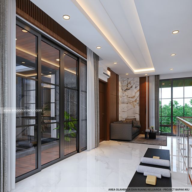 Desain Area Olahraga dan Ruang Keluarga Rumah Modern 2 Lantai Bapak KKJ di Denpasar, Bali