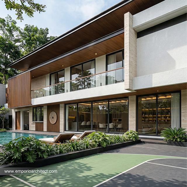 Desain Tampak Belakang Rumah Modern 2 Lantai Bapak STO di Makassar, Sulawesi Selatan