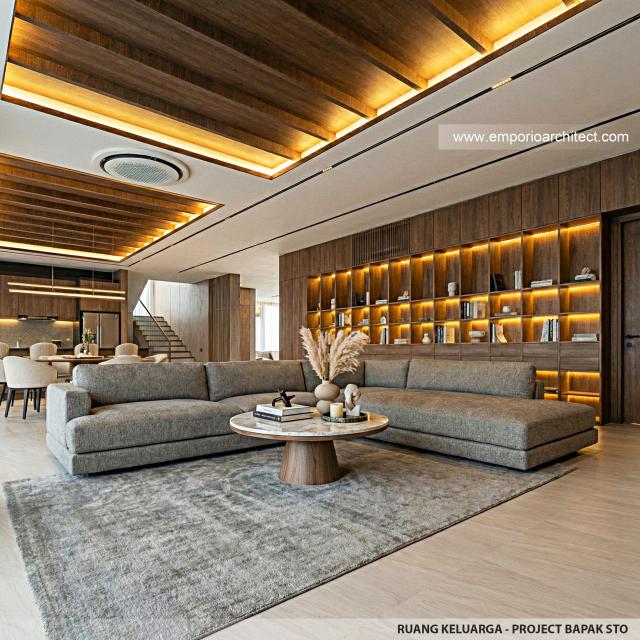 Desain Ruang Keluarga Rumah Modern 2 Lantai Bapak STO di Makassar, Sulawesi Selatan