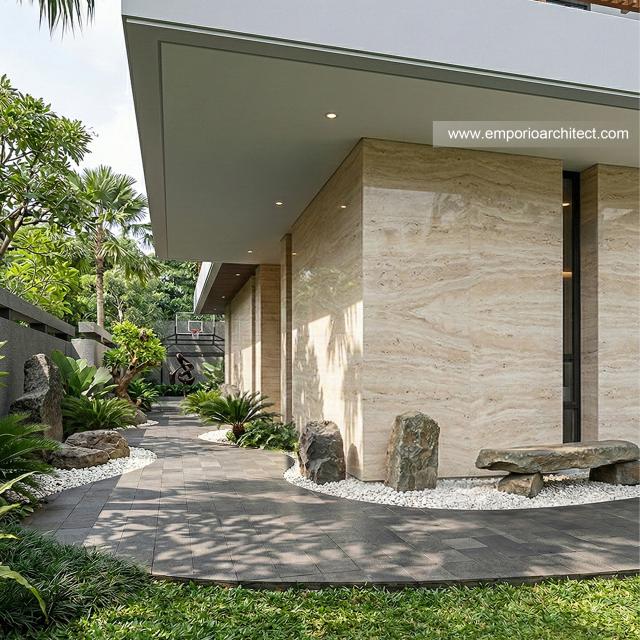 Desain Tampak Detail Depan 6 Rumah Modern 2 Lantai Bapak STO di Makassar, Sulawesi Selatan