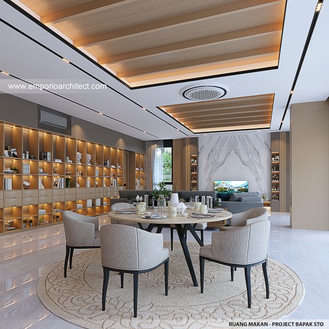 Desain Ruang Makan Rumah Modern 2 Lantai Bapak STO di Sulawesi Selatan