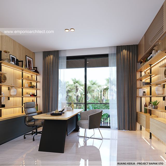 Desain Ruang Kerja Rumah Modern 2 Lantai Bapak STO di Sulawesi Selatan