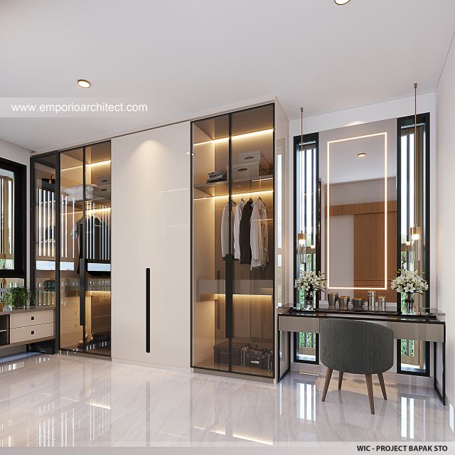 Desain Walk In Closet Rumah Modern 2 Lantai Bapak STO di Sulawesi Selatan