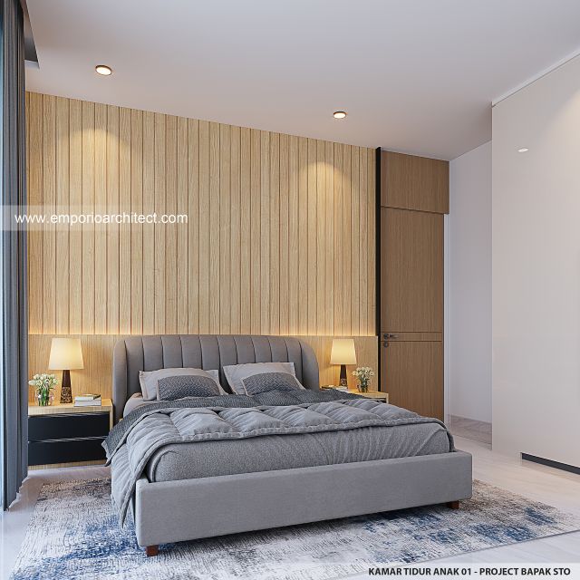 Desain Kamar Tidur Anak 1 Rumah Modern 2 Lantai Bapak STO di Sulawesi Selatan