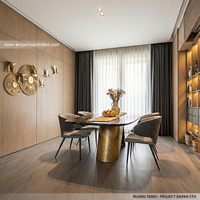 Desain Ruang Tamu Rumah Modern 2 Lantai Bapak STO di Makassar, Sulawesi Selatan