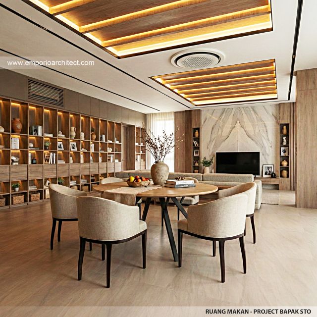 Desain Ruang Makan Rumah Modern 2 Lantai Bapak STO di Makassar, Sulawesi Selatan