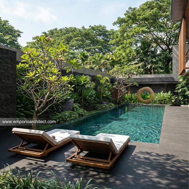 Desain Tampak Detail Belakang Rumah Modern 2 Lantai Bapak STO di Makassar, Sulawesi Selatan