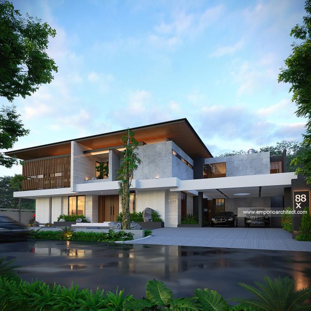 Desain Tampak Depan 4 Rumah Modern 2 Lantai Bapak STO di Sulawesi Selatan