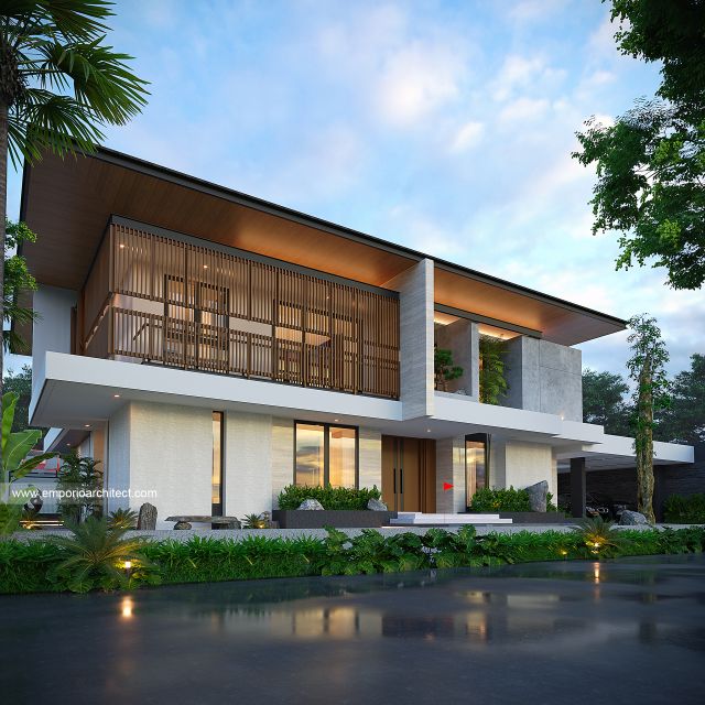 Desain Tampak Depan 5 Rumah Modern 2 Lantai Bapak STO di Sulawesi Selatan