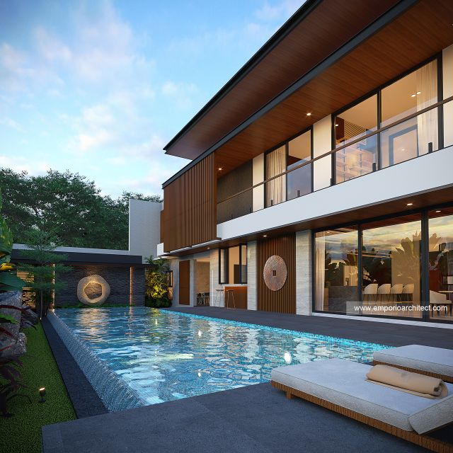 Desain Tampak Detail Belakang Rumah Modern 2 Lantai Bapak STO di Sulawesi Selatan