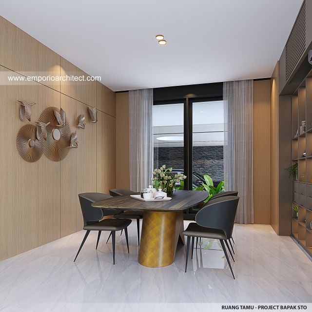 Desain Ruang Tamu Rumah Modern 2 Lantai Bapak STO di Sulawesi Selatan