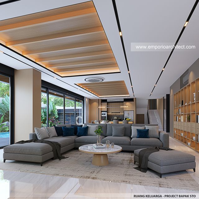 Desain Ruang Keluarga Rumah Modern 2 Lantai Bapak STO di Sulawesi Selatan