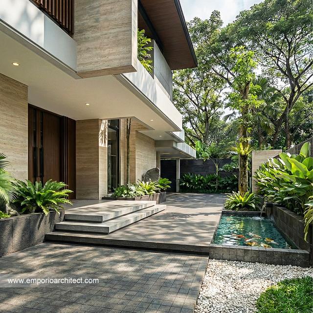 Desain Tampak Detail Depan 4 Rumah Modern 2 Lantai Bapak STO di Makassar, Sulawesi Selatan