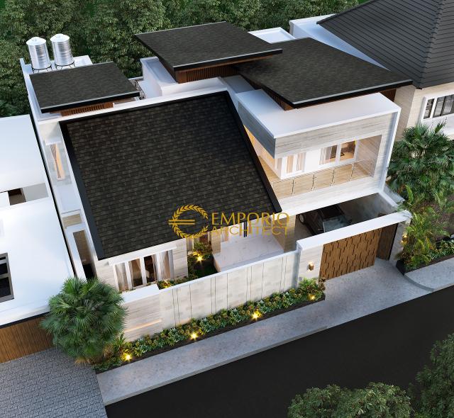 Desain Master Plan Tampak Depan Rumah Modern 2 Lantai Bapak Himawan di Surabaya