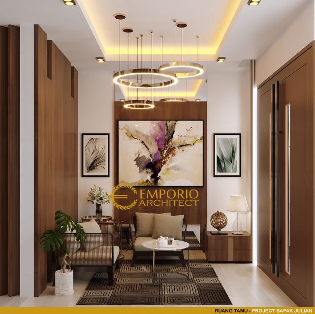 Desain Ruang Tamu Rumah Modern 2 Lantai Bapak Julian di Palembang, Sumatera Selatan