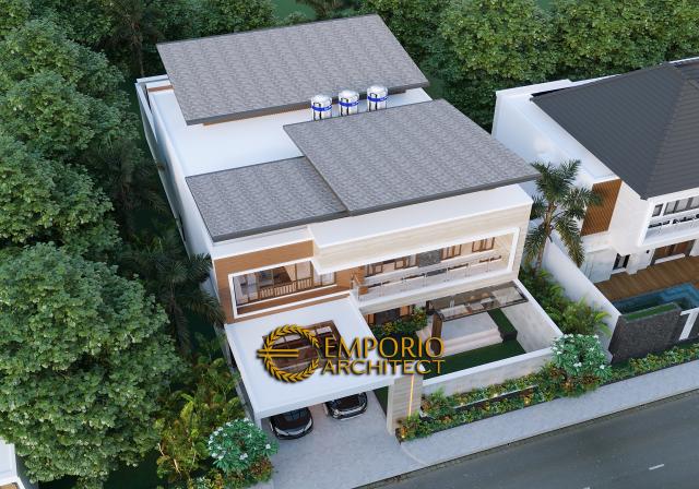 Desain Bird View Rumah Modern 2 Lantai Bapak Mikhael Tri Sutrisno di Pematang Siantar, Sumatera Utara