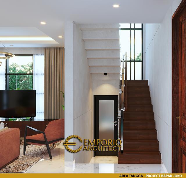 Desain Area Tangga Rumah Modern 2.5 Lantai Bapak Joko di Balikpapan