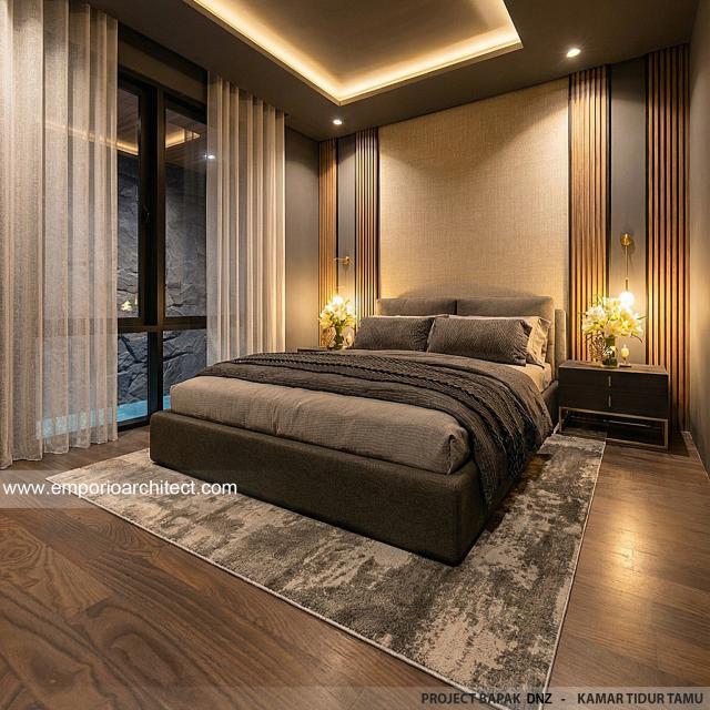 Desain Kamar Tidur Tamu Rumah Modern 2.5 Lantai Bapak DNZ di BSD, Tangerang Selatan, Banten