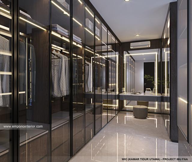 Desain WIC Kamar Tidur Utama Rumah Modern 2.5 Lantai Ibu FNA 1561 di Bali