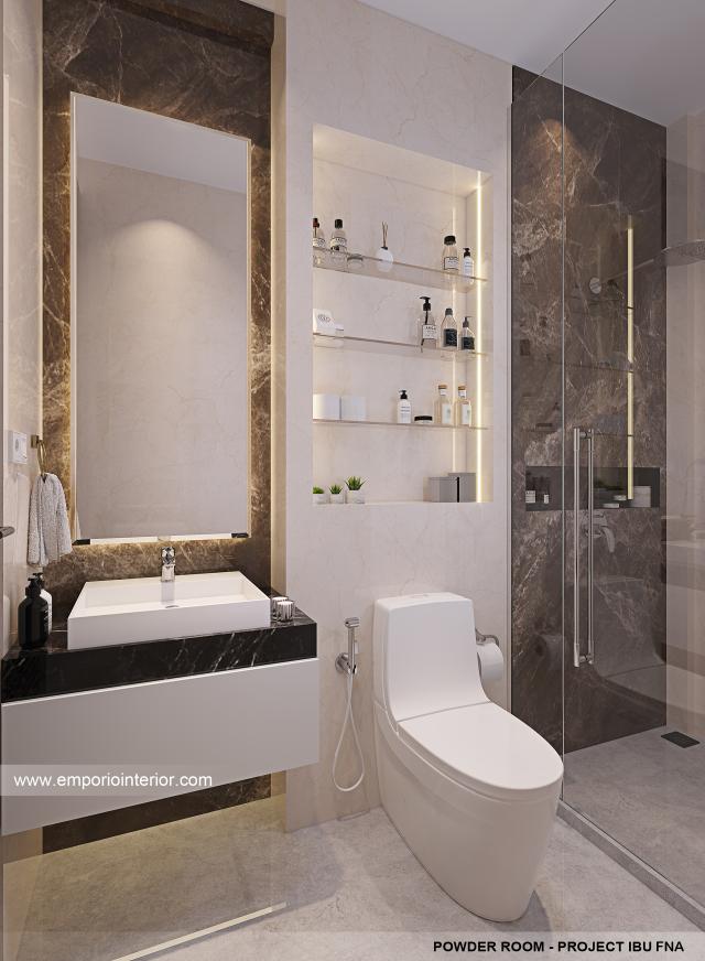 Desain Powder Room Rumah Modern 2.5 Lantai Ibu FNA 1561 di Bali