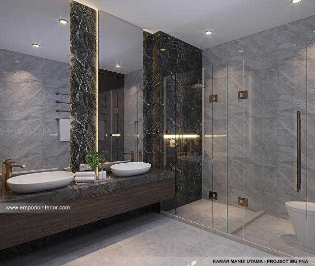 Desain Kamar Mandi Utama Rumah Modern 2.5 Lantai Ibu FNA 1561 di Bali