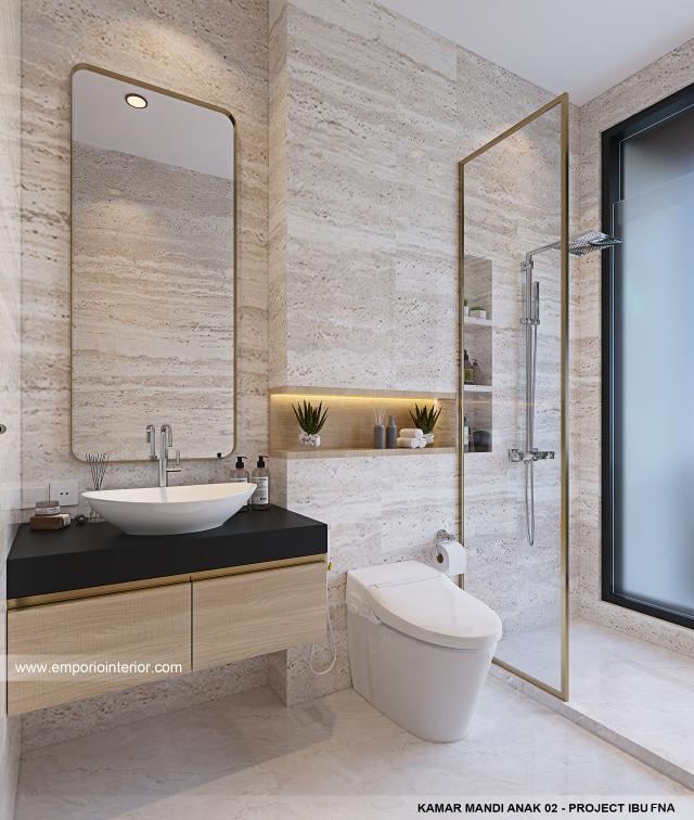Desain Kamar Mandi Anak 2 Rumah Modern 2.5 Lantai Ibu FNA 1561 di Bali
