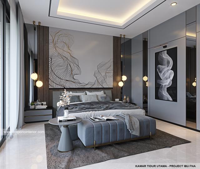 Desain Kamar Tidur Utama Rumah Modern 2.5 Lantai Ibu FNA 1561 di Bali