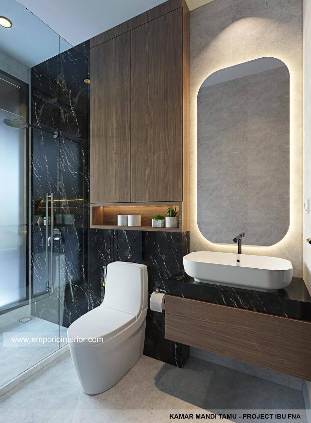 Desain Kamar Mandi Tamu Rumah Modern 2.5 Lantai Ibu FNA 1561 di Bali