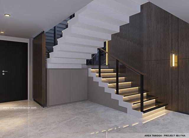 Desain Area Tangga Rumah Modern 2.5 Lantai Ibu FNA 1561 di Bali