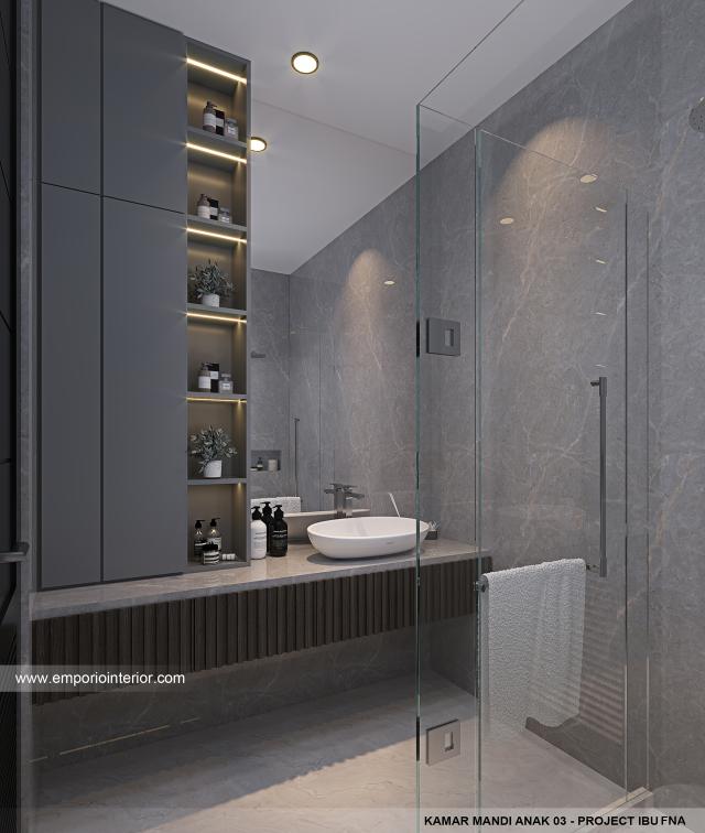 Desain Kamar Mandi Anak 3 Rumah Modern 2.5 Lantai Ibu FNA 1561 di Bali