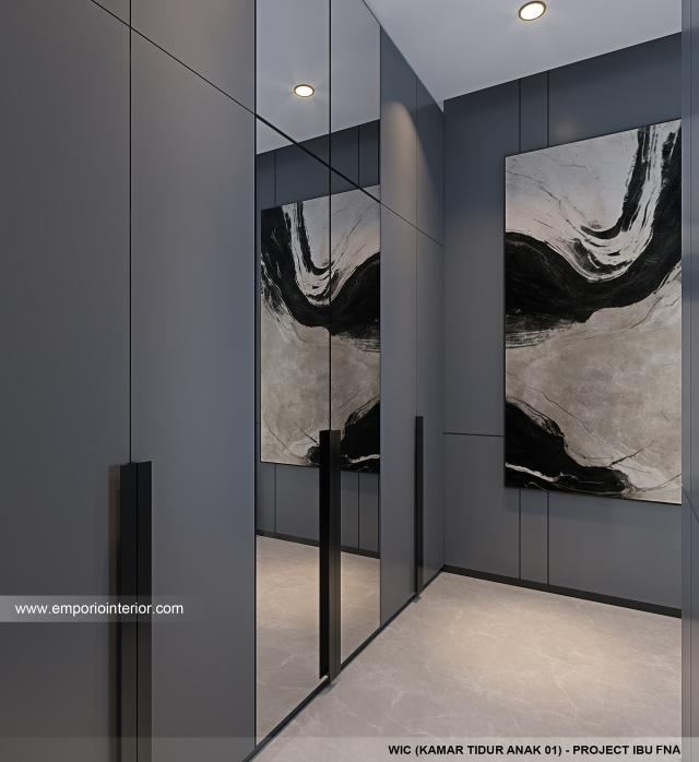 Desain WIC Kamar Tidur Anak 1 Rumah Modern 2.5 Lantai Ibu FNA 1561 di Bali