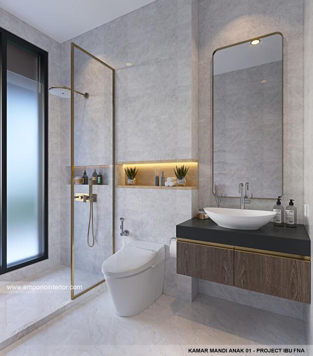 Desain Kamar Mandi Anak 1 Rumah Modern 2.5 Lantai Ibu FNA 1561 di Bali