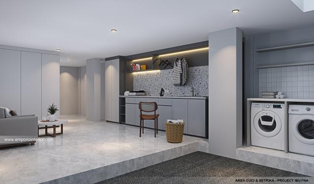 Desain Area Cuci dan Setrika Rumah Modern 2.5 Lantai Ibu FNA 1561 di Bali