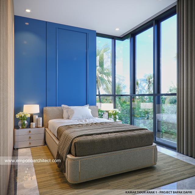 Desain Kamar Tidur Anak 1 Rumah Modern 2.5 Lantai Bapak Dafri di Jakarta