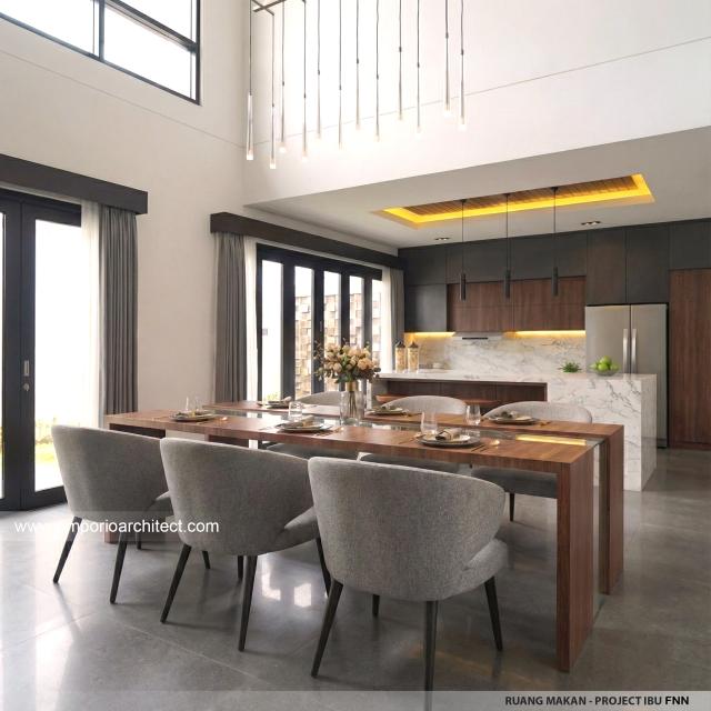 Desain Ruang Makan Rumah Modern 2.5 Lantai Ibu FNN di Manado