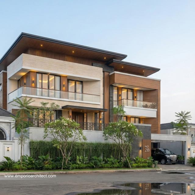 Desain Tampak Depan 3 Rumah Modern 2.5 Lantai Ibu FNN di Manado