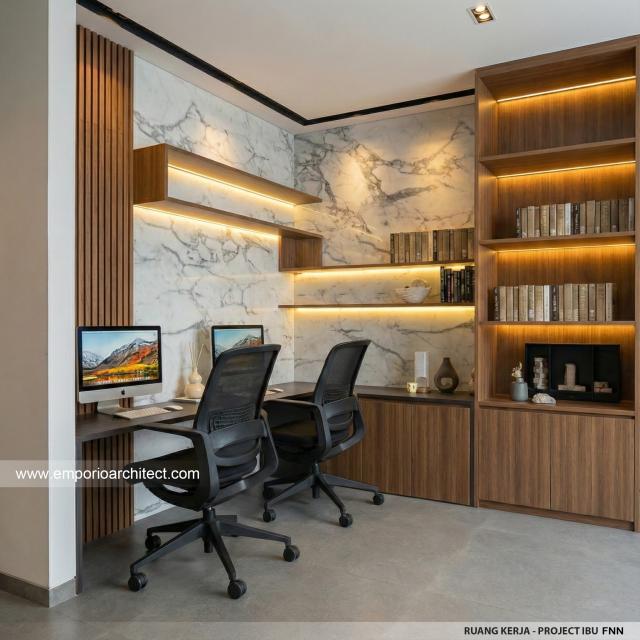 Desain Ruang Kerja Rumah Modern 2.5 Lantai Ibu FNN di Manado