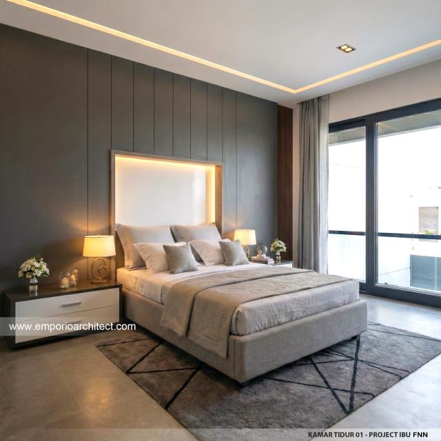 Desain Kamar Tidur 1 Rumah Modern 2.5 Lantai Ibu FNN di Manado