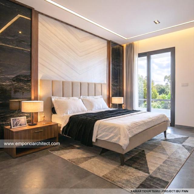 Desain Kamar Tidur Tamu Rumah Modern 2.5 Lantai Ibu FNN di Manado