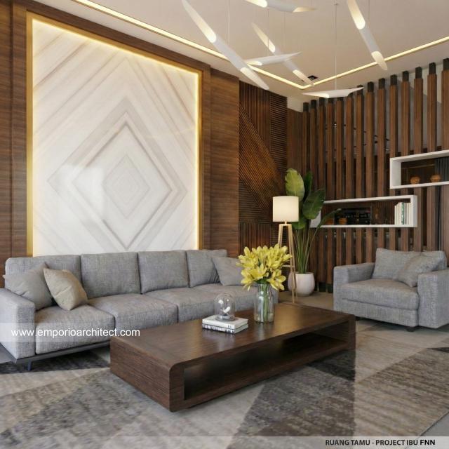 Desain Ruang Tamu Rumah Modern 2.5 Lantai Ibu FNN di Manado