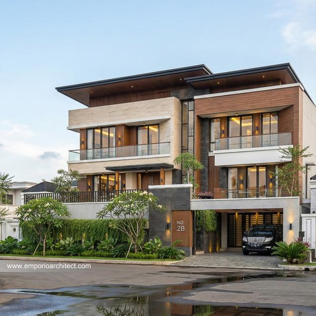 Desain Tampak Depan 2 Rumah Modern 2.5 Lantai Ibu FNN di Manado