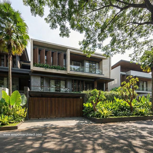 Desain Tampak Depan 2 Rumah Modern 2.5 Lantai Bapak ADN di Tegal, Jawa Tengah