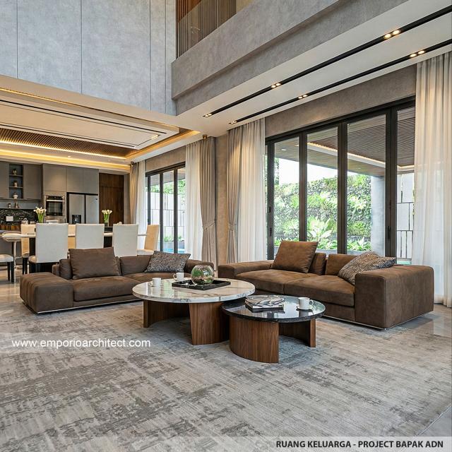 Desain Ruang Keluarga Rumah Modern 2.5 Lantai Bapak ADN di Tegal, Jawa Tengah