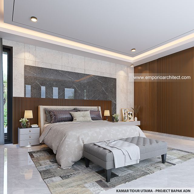 Desain Kamar Tidur Utama Rumah Modern 2.5 Lantai Bapak ADN di Tegal, Jawa Tengah