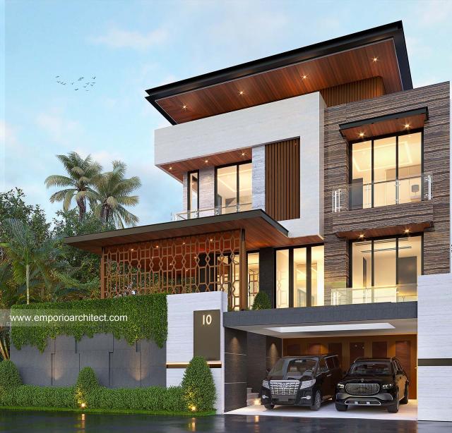 Desain Rumah Modern 2.5 Lantai Bapak HDU 1389 di  Jakarta